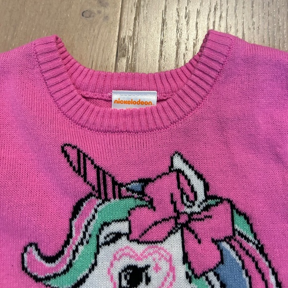 Nickelodeon Pink Unicorn Sweater Dress for Girls Size XS (4-5) Y2K ~ Fun! - Picture 2 of 4